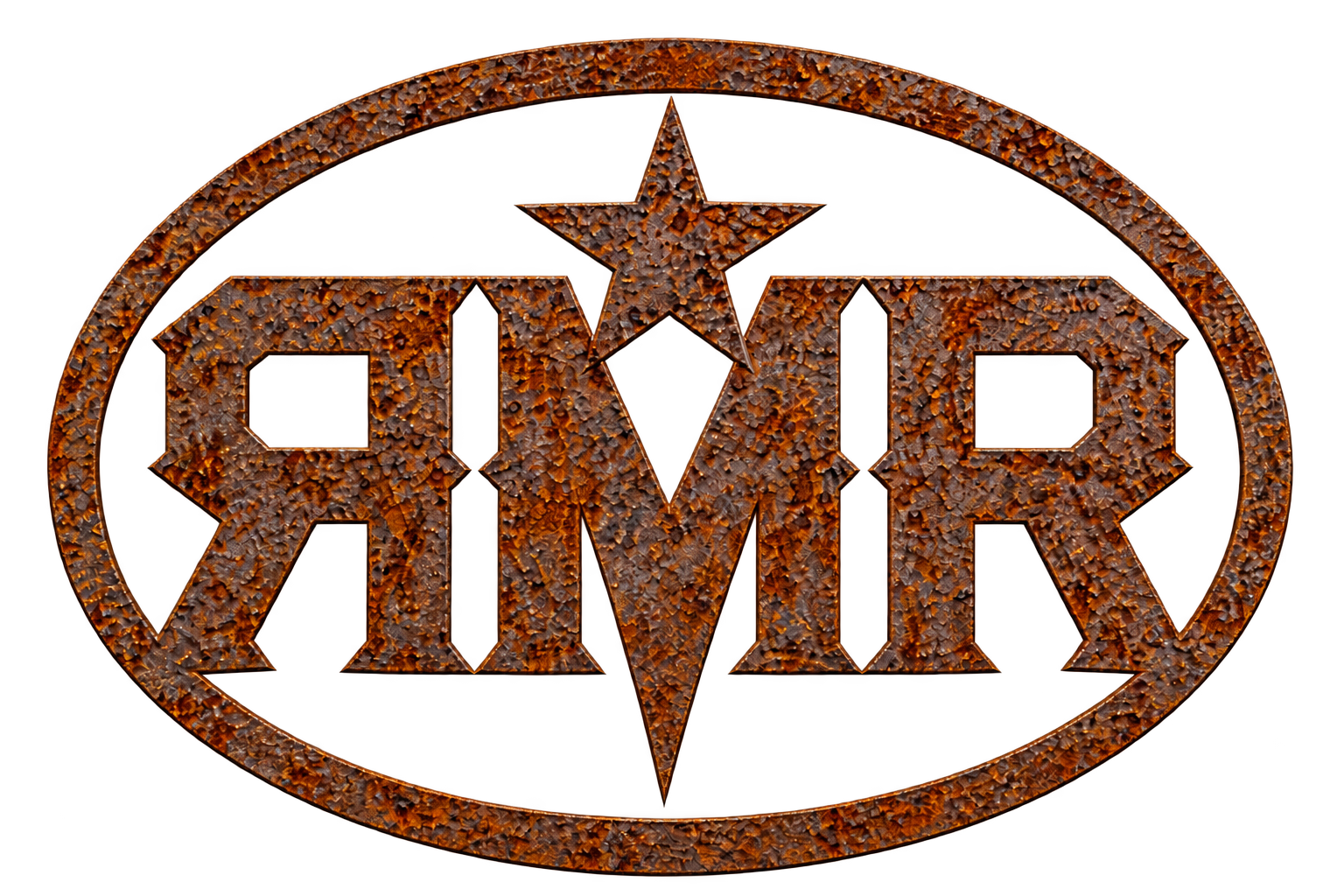 RMR rusted metal logo with centered Texas star